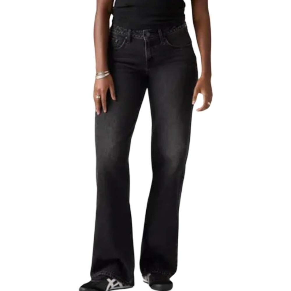 Pilcro Dark Indigo Wash Denim Flare Bootcut Denim Jeans Mid Rise Size 32
